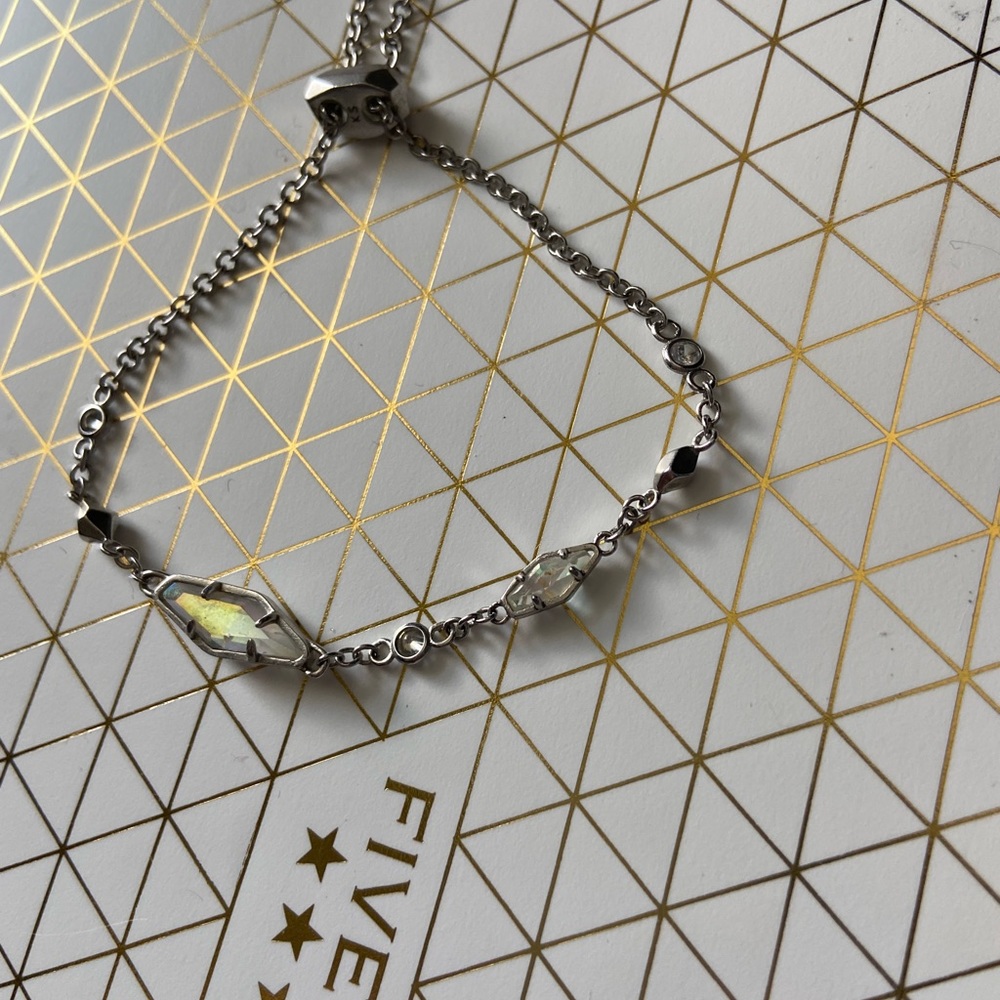 Kendra Scott color bar bracelet. Silver with iridescent stones, adjustable.